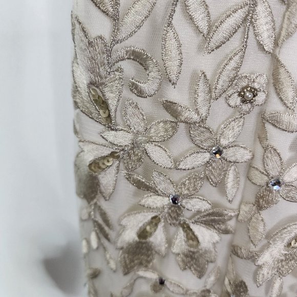 SUE WONG Nocturne White beaded embellished knee length dress womens size 4 - Picture 9 of 16